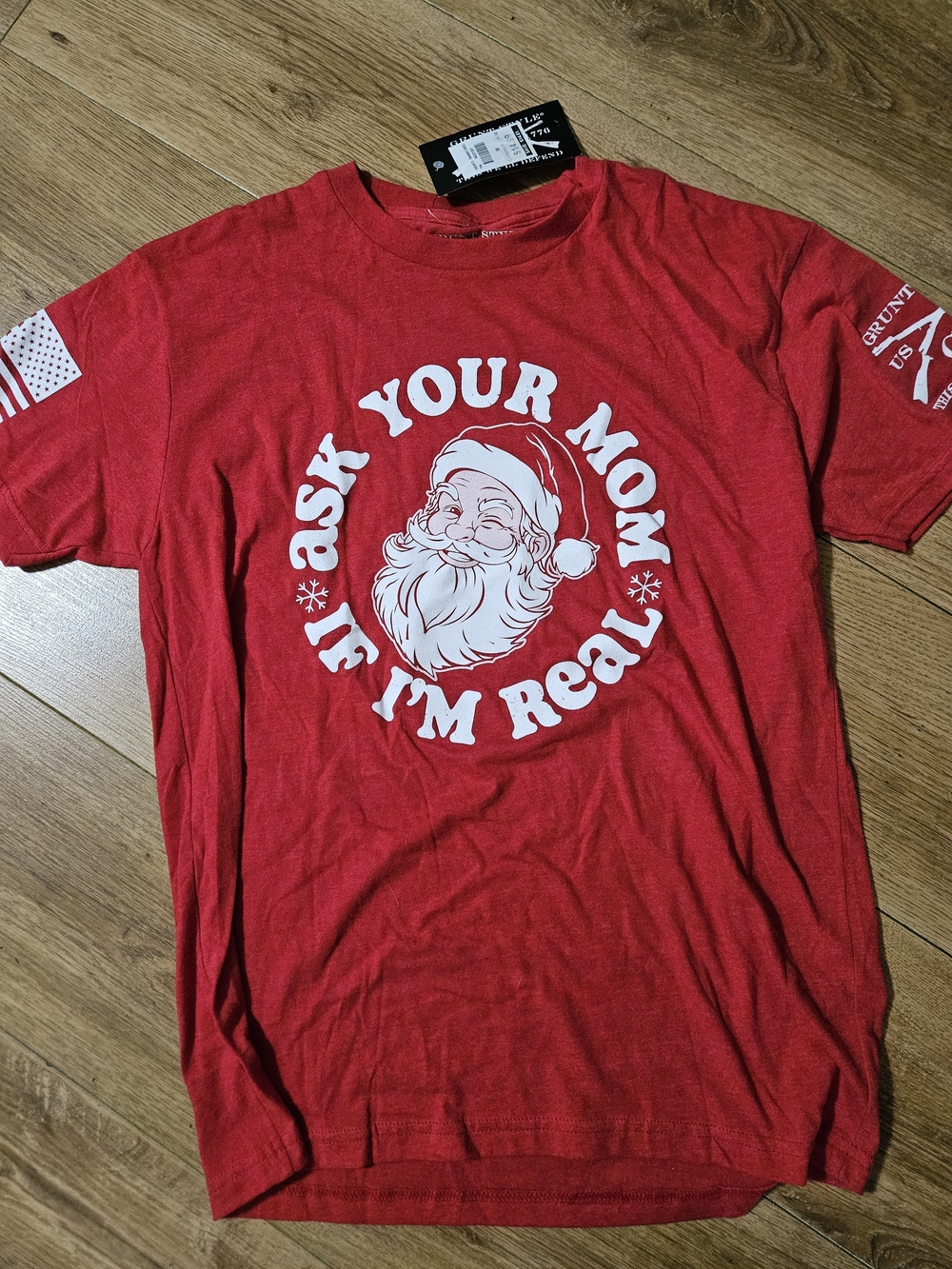 Grunt Style Red Santa 'Ask Your Mom' Holiday Tee